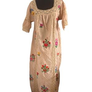 Floral Embroidered Dress with Lace Details